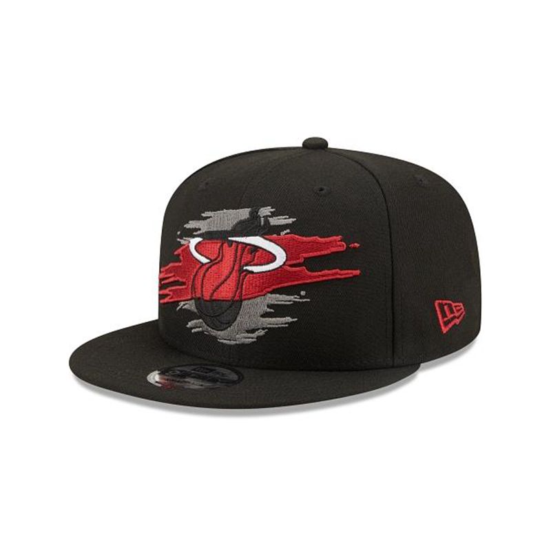 NBA Miami Heat Logo Tear 9Fifty Snapback (RAQ6159) - Black New Era Caps